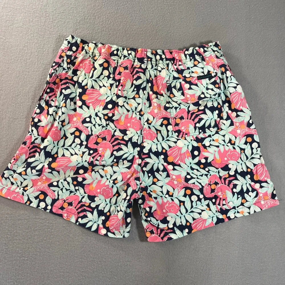 Lilly Pulitzer Mens XL Swim Trunks Pink Blue Crab Starfish Tropical Board Shorts